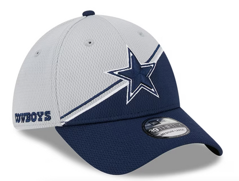 Dallas Cowboys New Era 2023 Sideline 39THIRTY Flex Hat - Grey/Navy