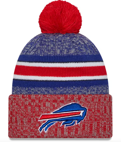 Buffalo Bills  New Era 2023 Sideline Cuffed Knit Hat With Pom -Red
