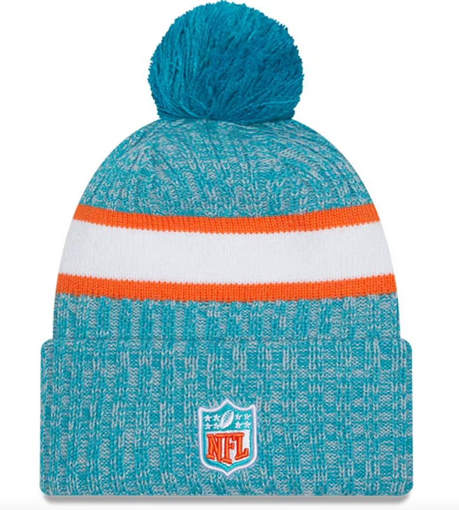 Miami Dolphins Men's New Era Cuffed Pom Knit Hat