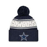 Dallas Cowboys New Era 2024 Sideline Cuffed Knit Hat With Pom