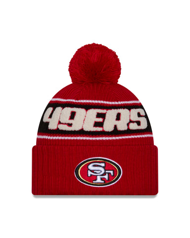 San Francisco 49ers New Era 2024 Sideline Cuffed Knit Hat With Pom