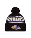 Baltimore Ravens New Era 2024 Sideline Cuffed Knit Hat With Pom