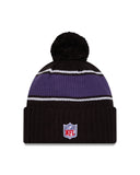 Baltimore Ravens New Era 2024 Sideline Cuffed Knit Hat With Pom