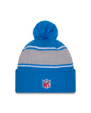 Detroit Lions New Era 2024 Sideline Cuffed Knit Hat With Pom