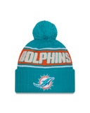 Miami Dolphins New Era 2024 Sideline Cuffed Knit Hat With Pom