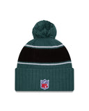 Philadelphia Eagles New Era 2024 Sideline Cuffed Knit Hat With Pom Green