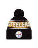 Pittsburgh Steelers New Era 2024 Sideline Cuffed Knit Hat With Pom