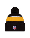 Pittsburgh Steelers New Era 2024 Sideline Cuffed Knit Hat With Pom