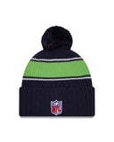 Seattle Seahawks New Era 2024 Sideline Cuffed Knit Hat With Pom