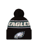 Philadelphia Eagles New Era 2024 Sideline Cuffed Knit Hat With Pom Black