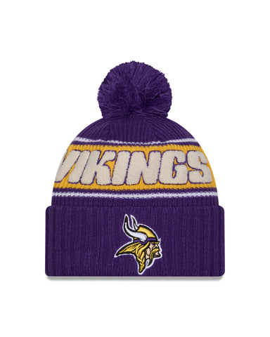 Minnesota Vikings New Era 2024 Sideline Cuffed Knit Hat With Pom