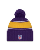 Minnesota Vikings New Era 2024 Sideline Cuffed Knit Hat With Pom