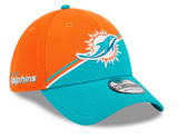Miami Dolphins New Era 2023 Sideline 39THIRTY Flex Hat - Orange/Teal