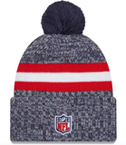New England Patriots New Era 2023 Sideline Cuffed Knit Hat With Pom
