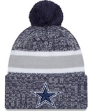 Dallas Cowboys New Era 2023 Sideline Cuffed Knit Hat With Pom