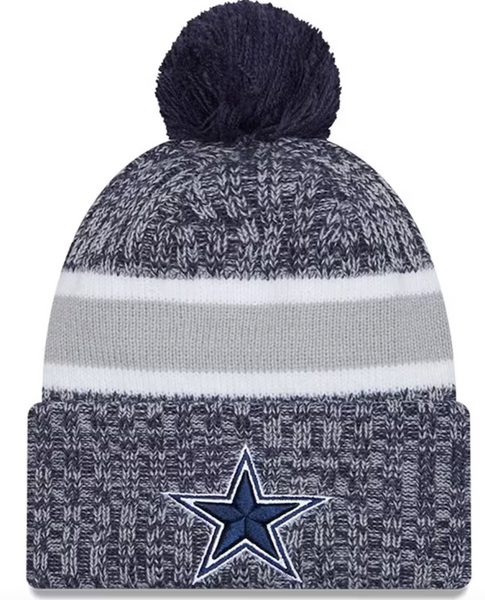 Dallas Cowboys New Era Retro Cuffed Knit Hat with Pom - Cream