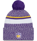 Minnesota Vikings New Era 2023 Sideline Cuffed Knit Hat With Pom