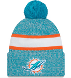 Miami Dolphins New Era 2023 Sideline Cuffed Knit Hat With Pom