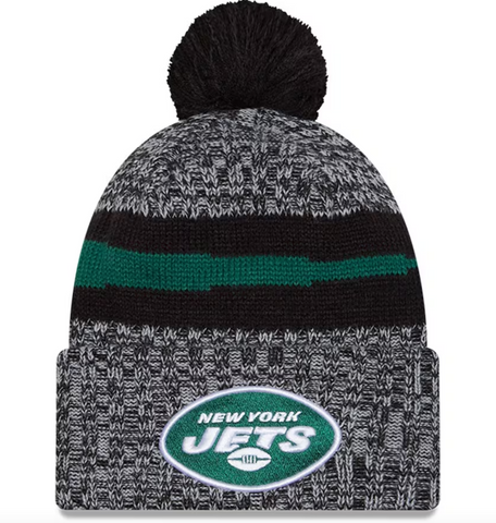 New York Jets New Era 2023 Sideline Cuffed Knit Hat With Pom