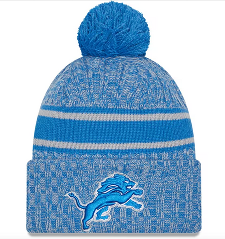 Detroit Lions New Era 2023 Sideline Cuffed Knit Hat With Pom