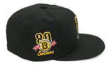 Boston Bruins New Era Vintage Black 80th Anniversary side patch 59FIFTY Fitted Hat
