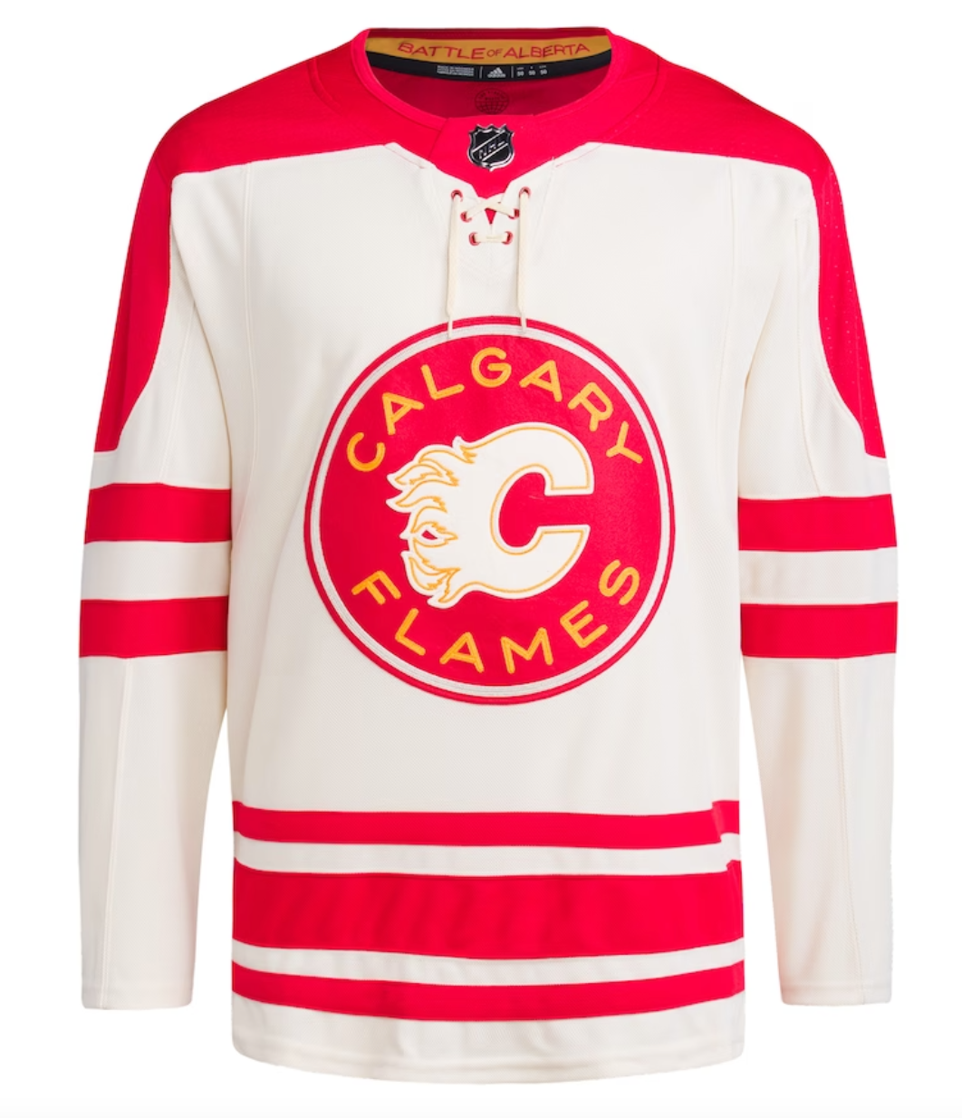 Calgary Flames adidas Cream 2023 NHL Heritage Classic Primegreen Authe