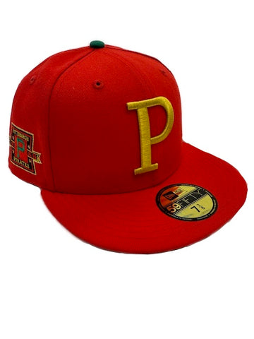Pittsburgh Pirates custom Selecao New Era 2024 59FIFTY Fitted Hat Red and Kelly Green