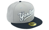 New York Yankees New Era Grey/Navy Two Tone Script 59FIFTY Fitted Hat