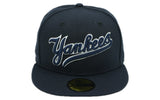 New York Yankees New Era Navy Script 59FIFTY Fitted Hat