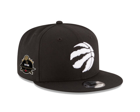 Men's Toronto Raptors New Era Black/White 2019 NBA Champions Side Patch 9FIFTY Snapback Adjustable Hat