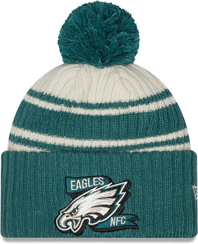 Philadelphia Eagles 2022 New Era On Field Sports Cuffed Pom Knit