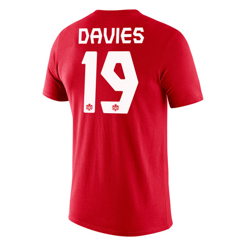 Alphonso Davies Red Canada Soccer Legend Name & Number Men's Nike T-Shirt