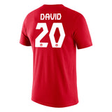 Jonathan David Red Canada Soccer Legend Name & Number Men's Nike T-Shirt