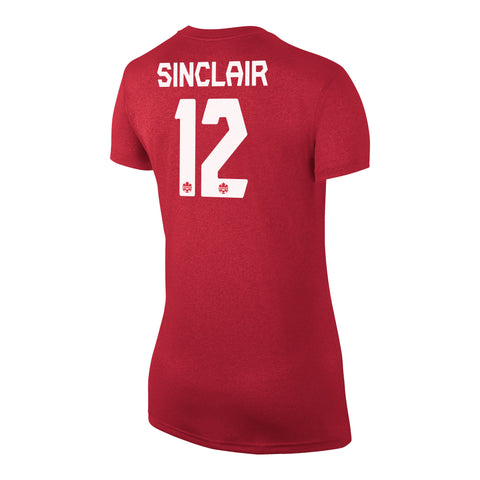 Christine Sinclair Red Canada Soccer Legend Name & Number Women's Nike T-Shirt