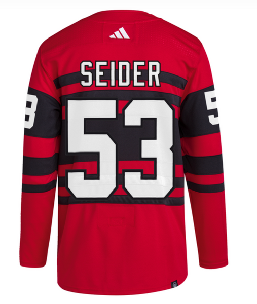 Moritz Seider of the Detroit Red Wings with his reverse retro jersey  News Photo - Getty Images
