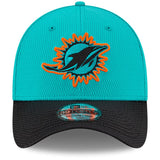 Miami Dolphins New Era Aqua/Black 2021 NFL Sideline Road 39Thirty Flex Hat